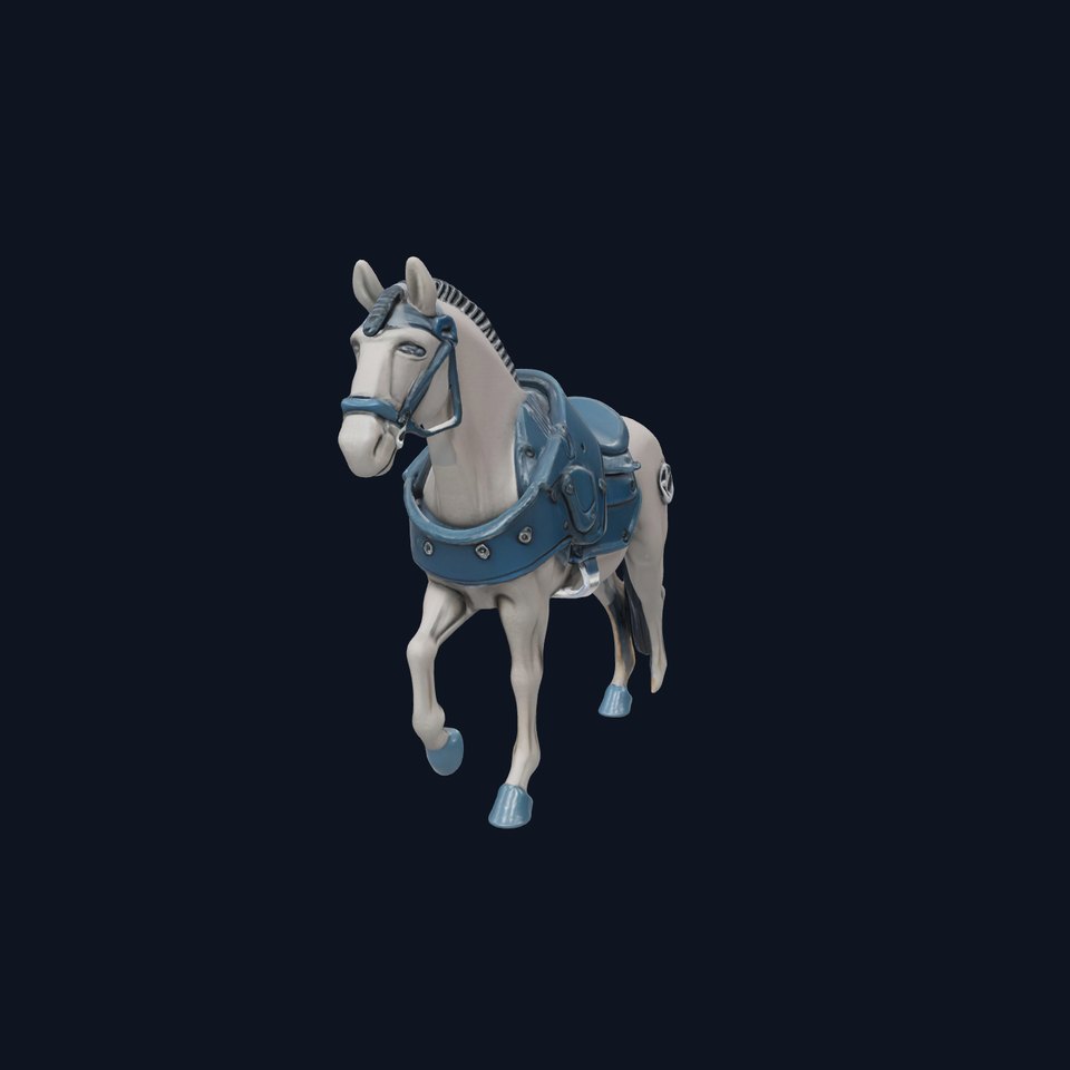 Armored Horse Model with Detailed Metal Plates